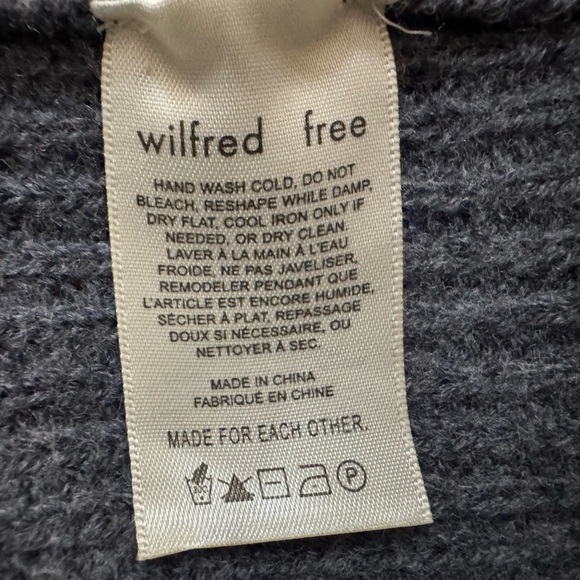 Wilfred Free by Aritzia Open Front Gray Merino Wool Cardigan Sweater Pocket Sz S - Picture 6 of 9